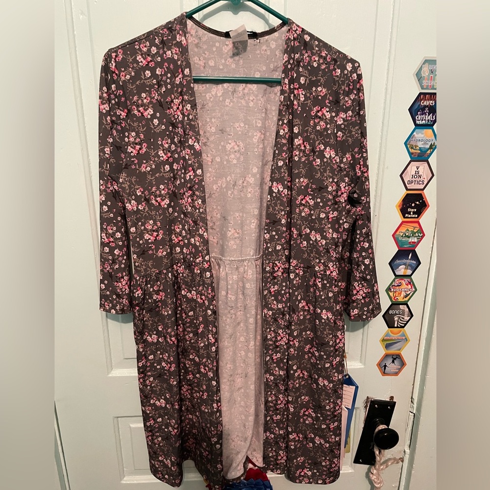 Hemish Slinky Floral Open Cardigan Size M
